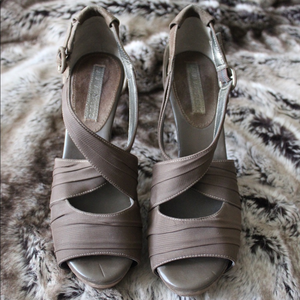 Banana Republic Brown Suede/Fabric Strap Heel